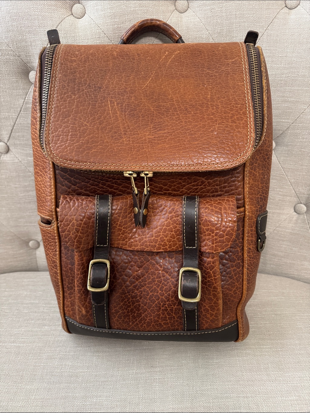 Overland Leather Travel Backpack  Brown